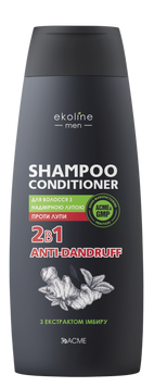 Шампунь-кондиционер 2в1 ACME "EkoLine" MEN Anti-Dandruff против перхоти с экстрактом имбиря, 400 мл 32768 фото