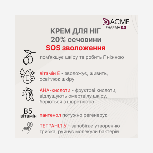 Крем для ніг SOS догляд за проблемною шкірою ніг та стоп від ACME PHARMA 3мл 29400 фото